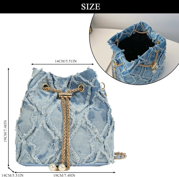 Sac Seau Denim Urbain à Pompons