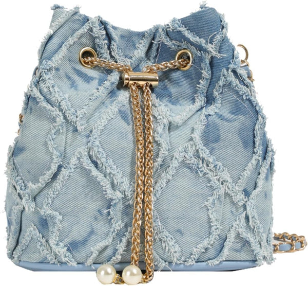 Sac Seau Denim Urbain à Pompons